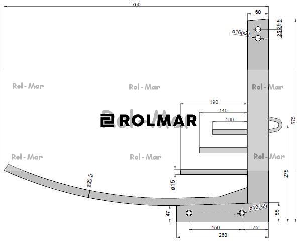 Trzymak lewy lemiesza Neptun