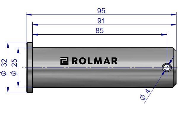 Sworzeń mocowania wieszaka 54660174,54660135 L.P górny fi-25mm z kołnierzem C-360