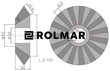 Koło zębate stożkowe Z15 przekładni Kopaczka