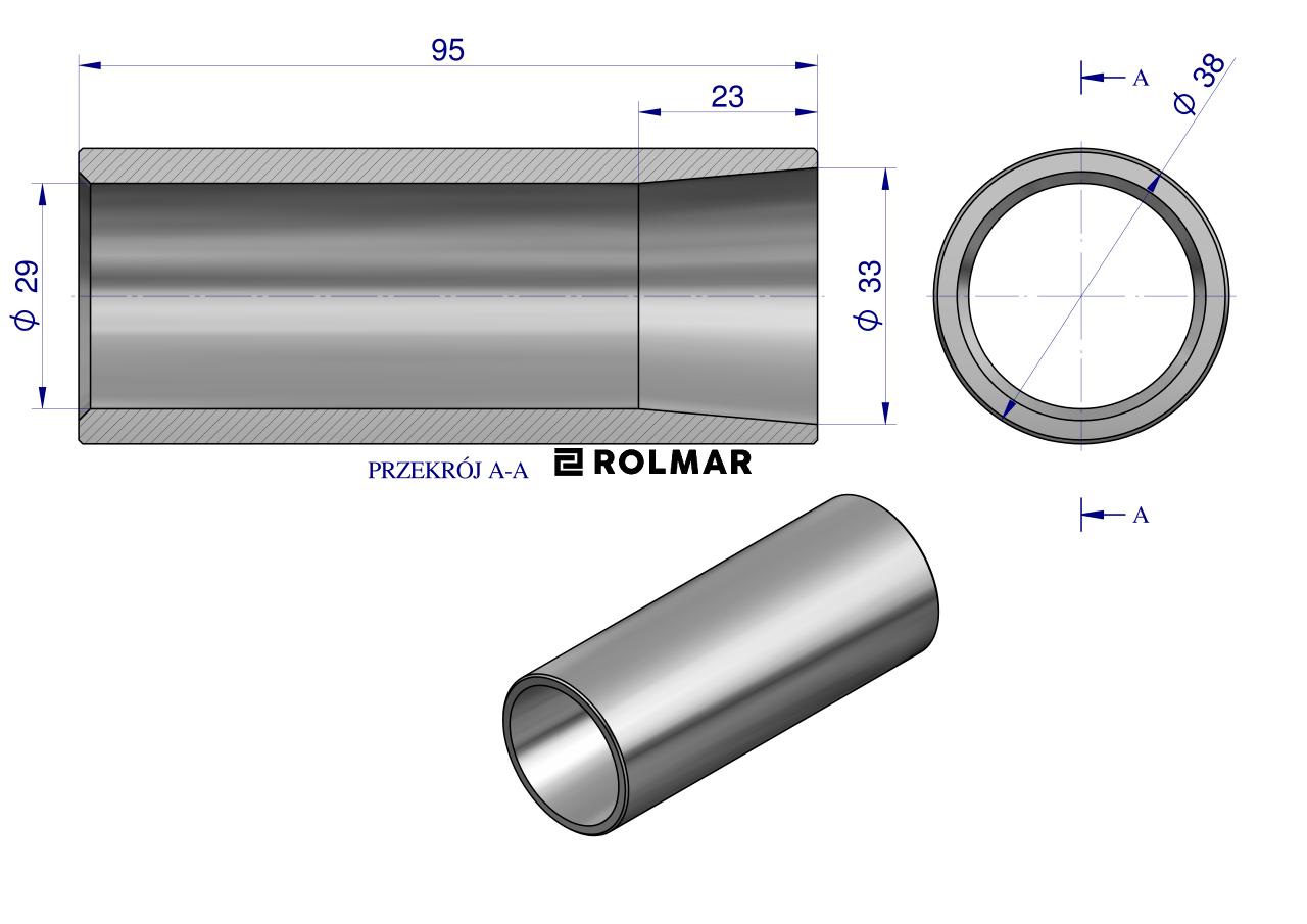 Tuleja zęba ładowacza uniwersalna cienkościenna, do zębów 710, 810, 1100, 680 Tur, 5011045