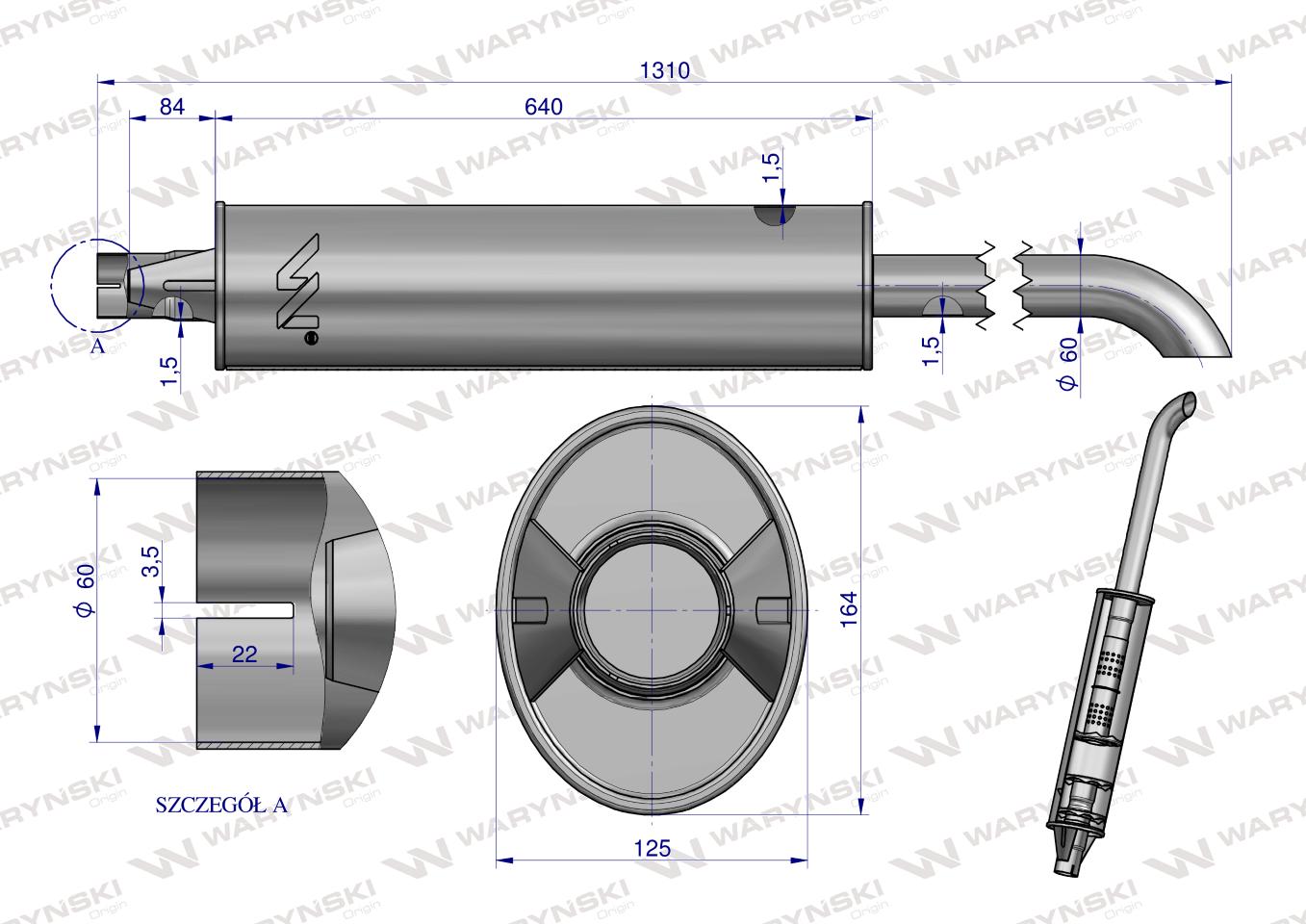 Tłumik wydechowy Belarus Mtz 80 82A Pronar INOX WARYŃSKI