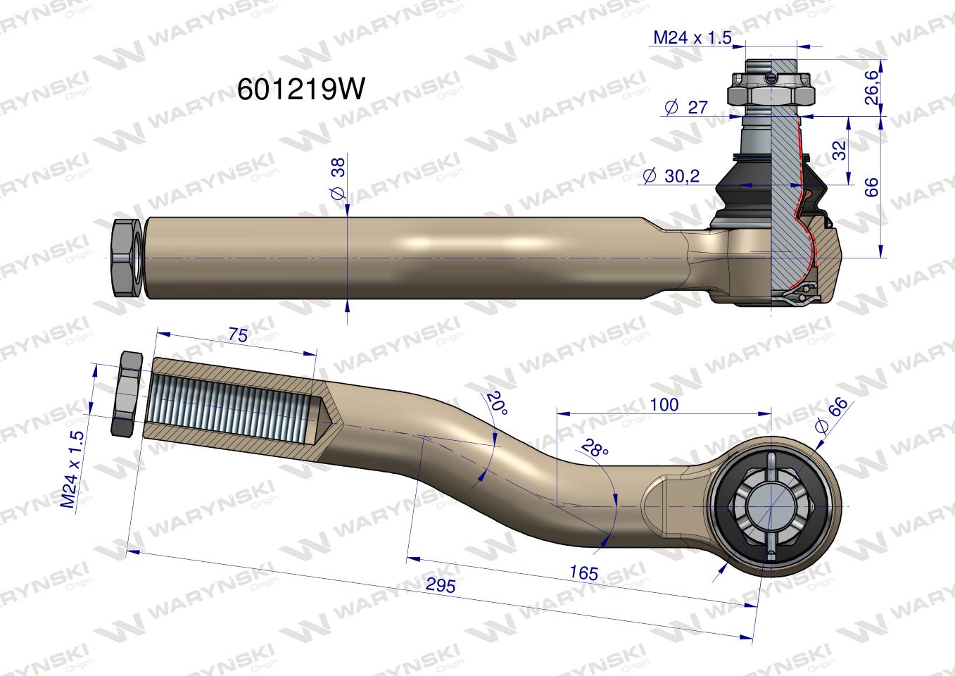 Przegub układu kierowniczego Manitou  601219 Waryński