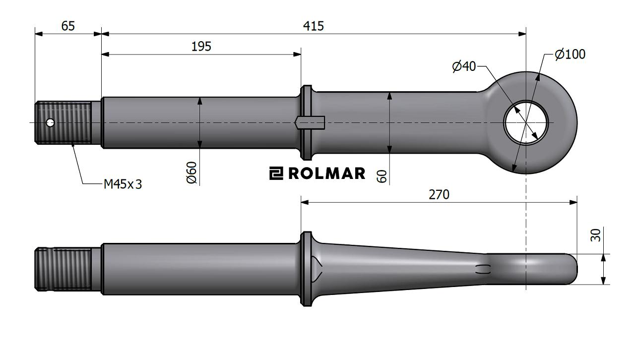 Ucho dyszla D-50 Fi40mm M45x3 Przyczepa