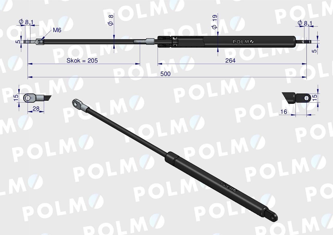 Siłownik L max. 500mm 65499083 6-10028500 MAUSER POLMO