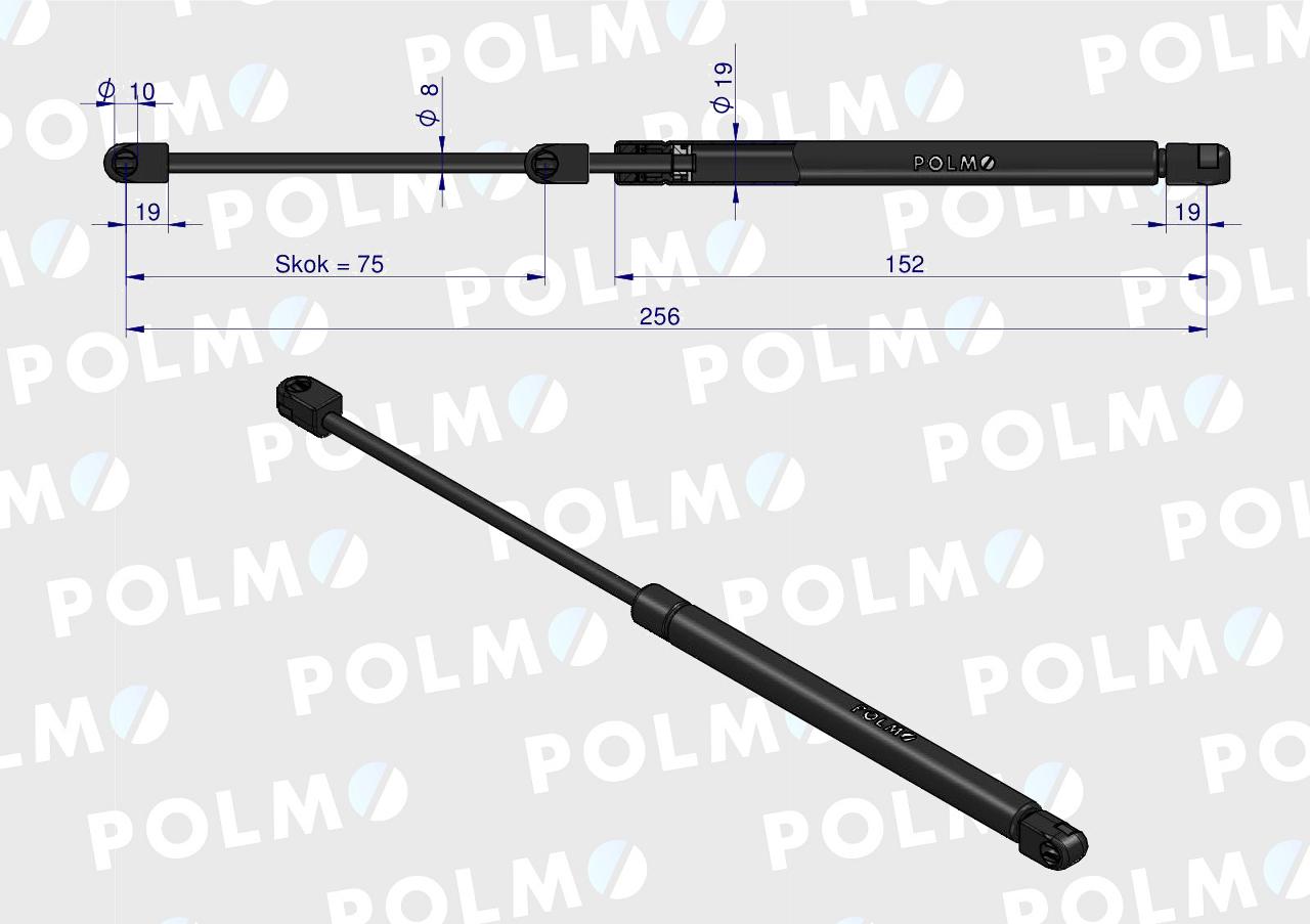 Siłownik drzwi L max. 256mm 65499075 FRITZMEIER. CASE POLMO