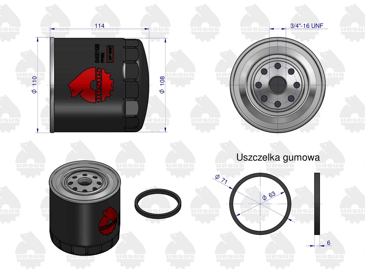 Filtr oleju PP-882 C-385 ORYGINAŁ URSUS