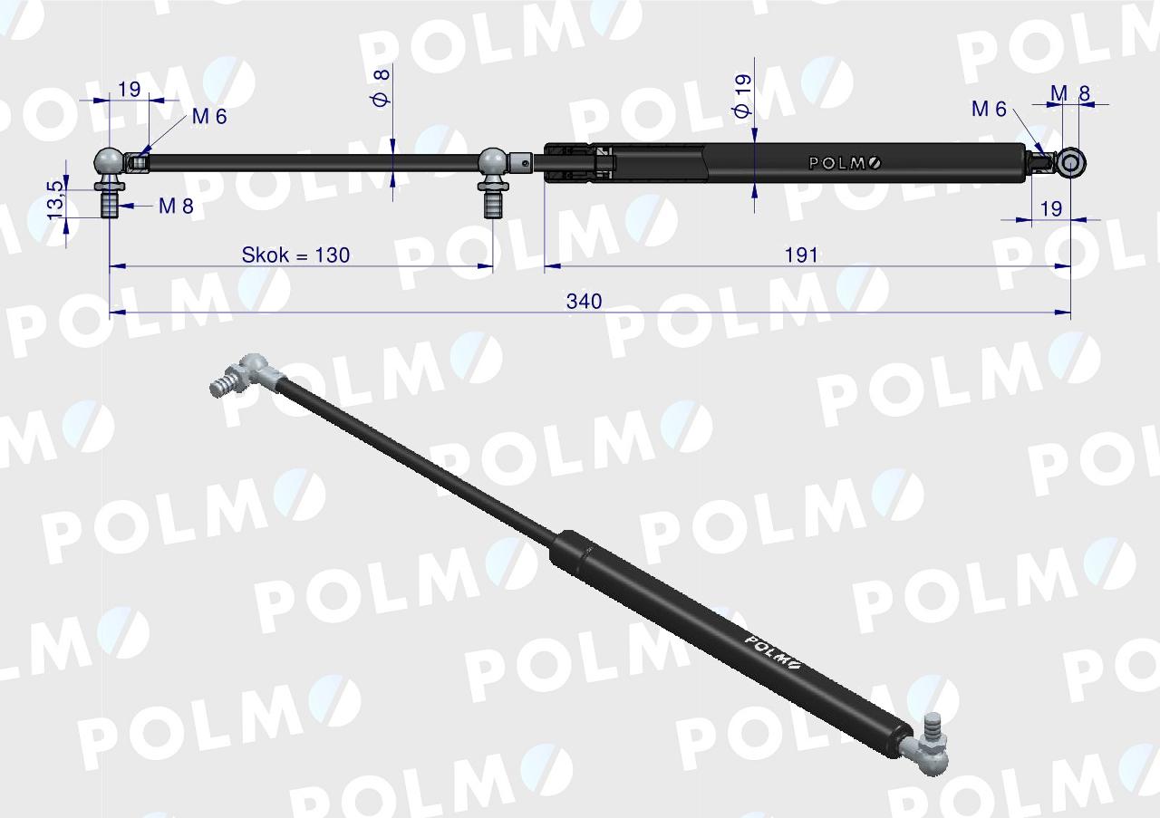 Siłownik drzwi L max. 340mm 65499073 DIETEG POLMO