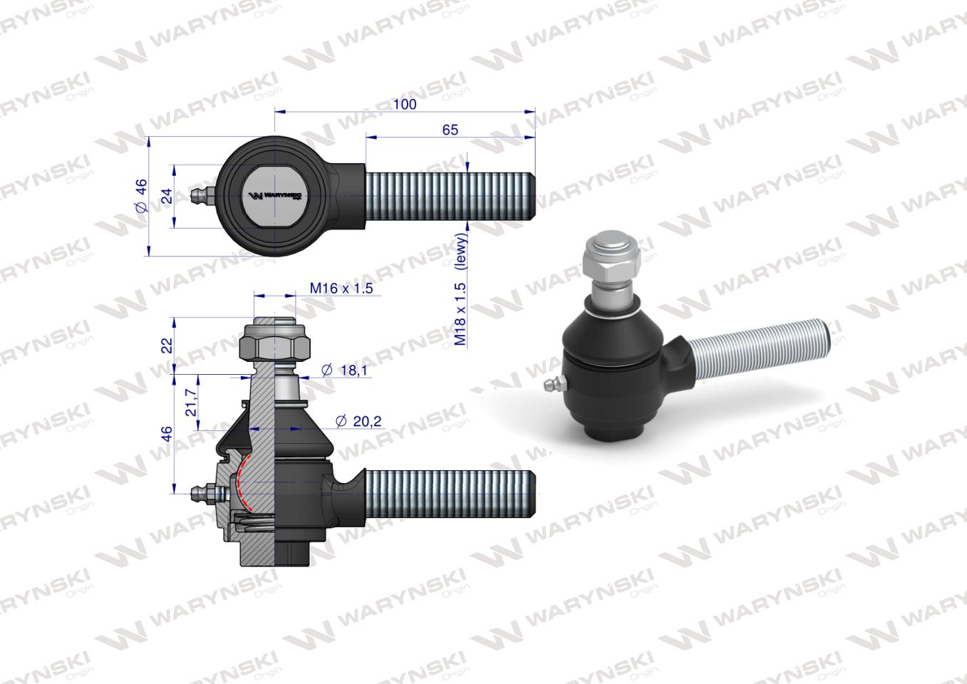 Przegub układu kierowniczego lewy 5211-7711 Zetor WARYŃSKI