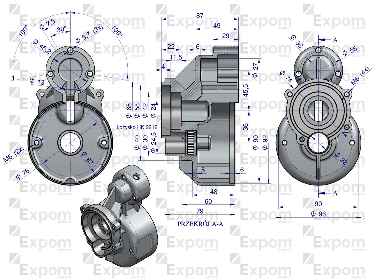 Obudowa przekładni rozrusznika typu Magneton 9142722 Blue Line EXPOM KWIDZYN