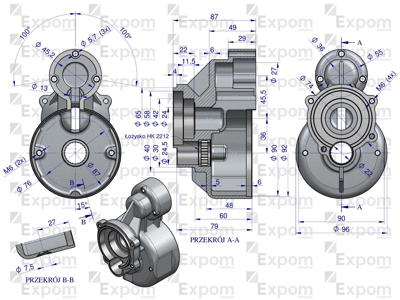 Obudowa przekładni rozrusznika typu Magneton T-25 MTZ 9142780 Blue Line EXPOM KWIDZYN