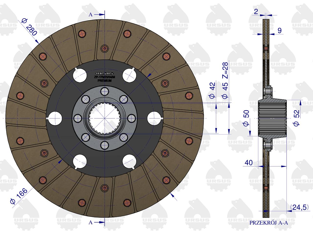 Tarcza sprzęgła 2-stopnia FI-280 Z-28 72011150 Zetor PREMIUM ORYGINAŁ URSUS