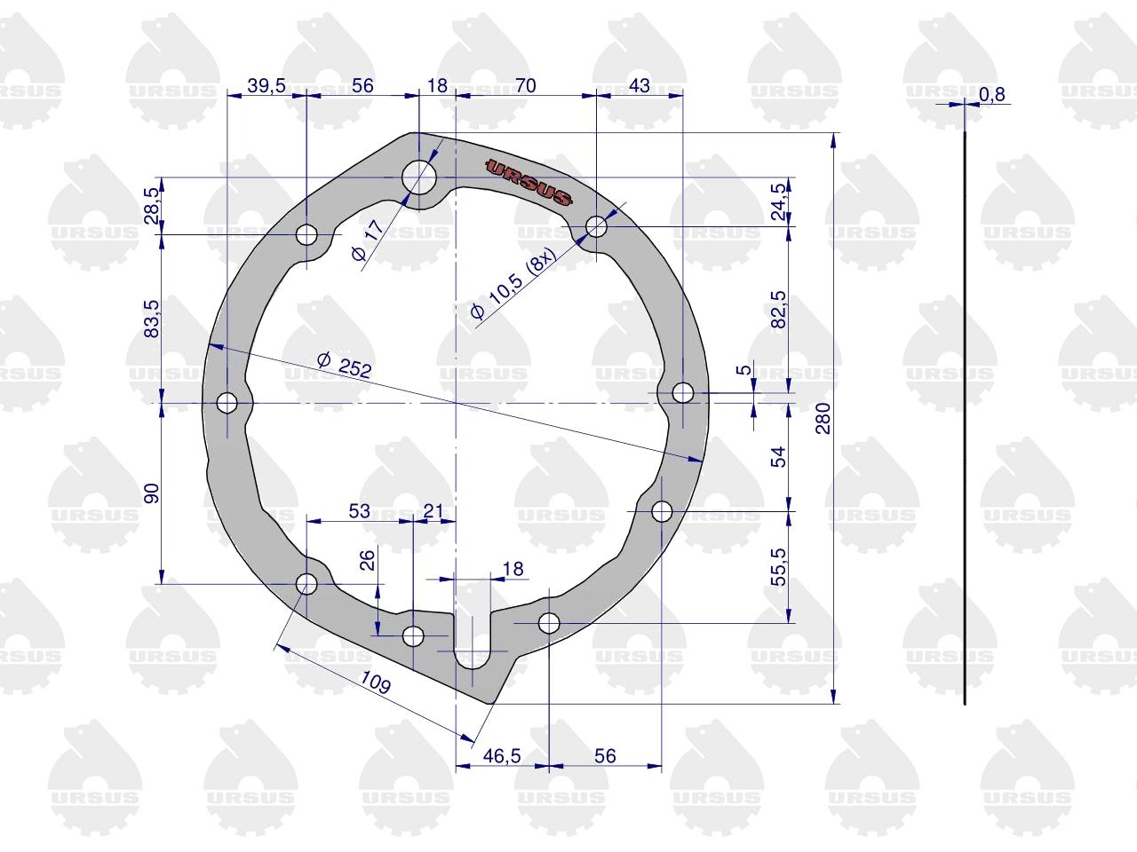 Uszczelka pokrywy pompy hydraulicznej krążelit 0.8mm Zetor ( sprzedawane po 5 ) ORYGINAŁ URSUS