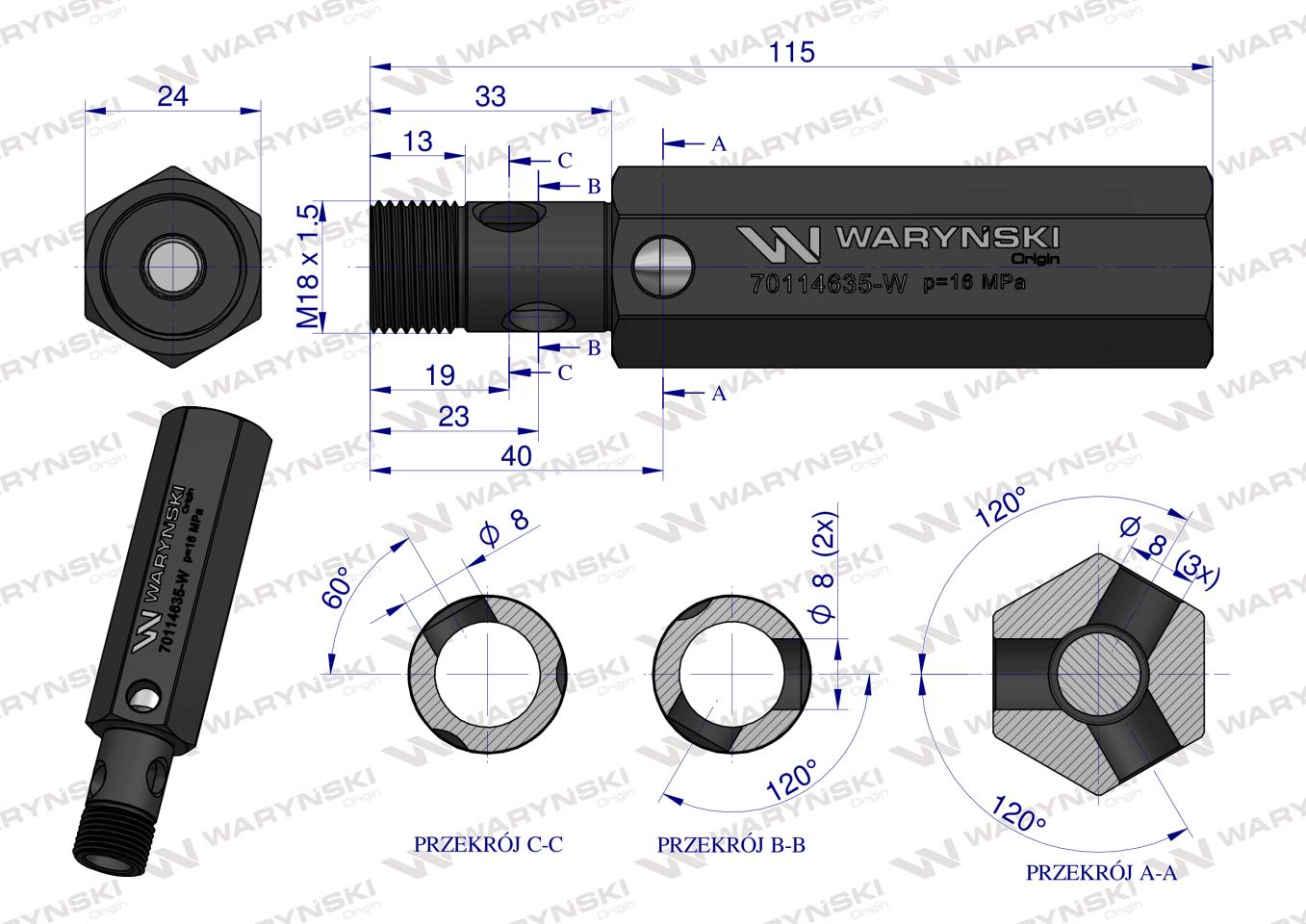 Zawór bezpieczeństwa pompy hydraulicznej długi do Zetora  WARYŃSKI