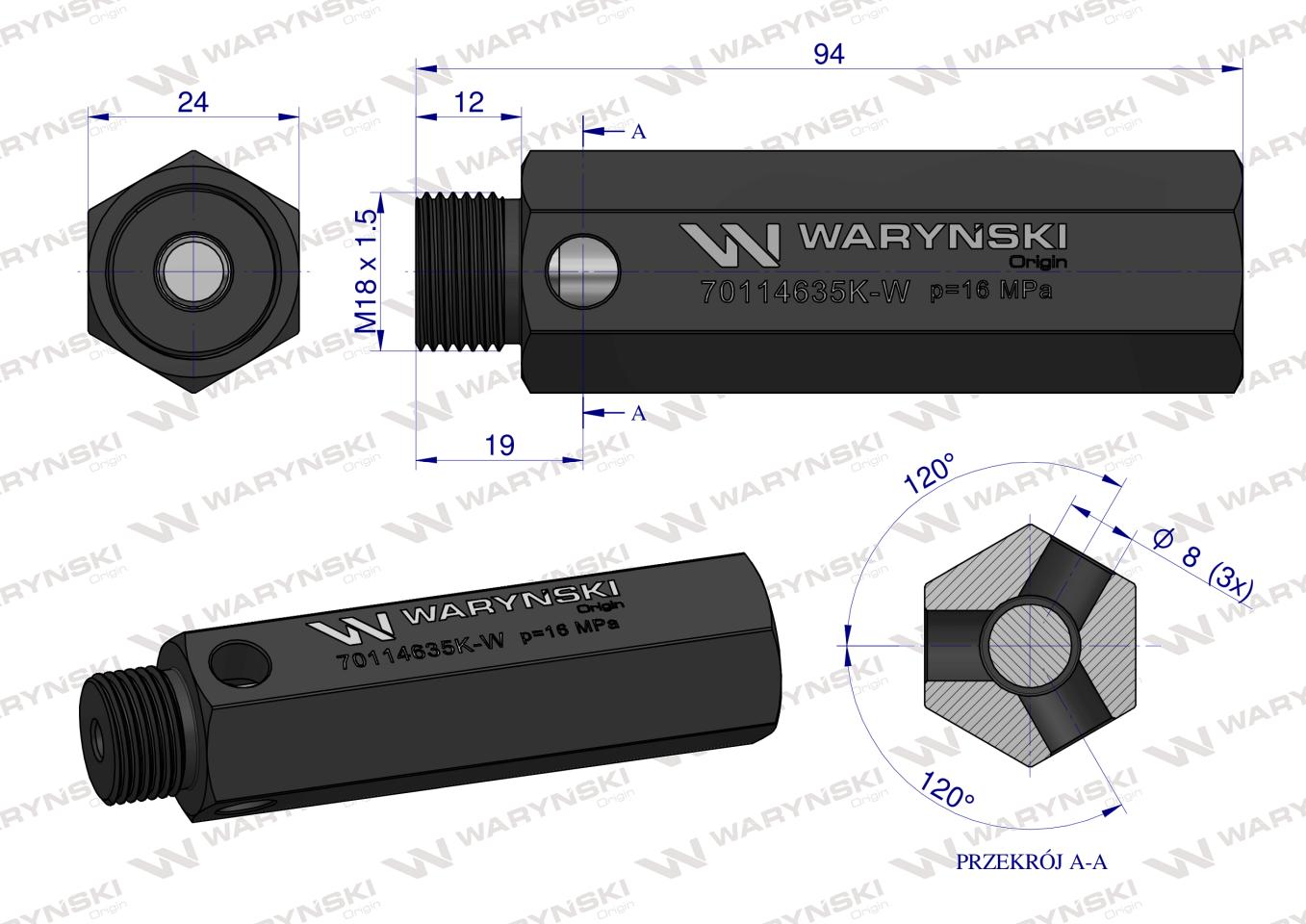 Zawór bezpieczeństwa pompy hydraulicznej krótki do Zetor WARYŃSKI