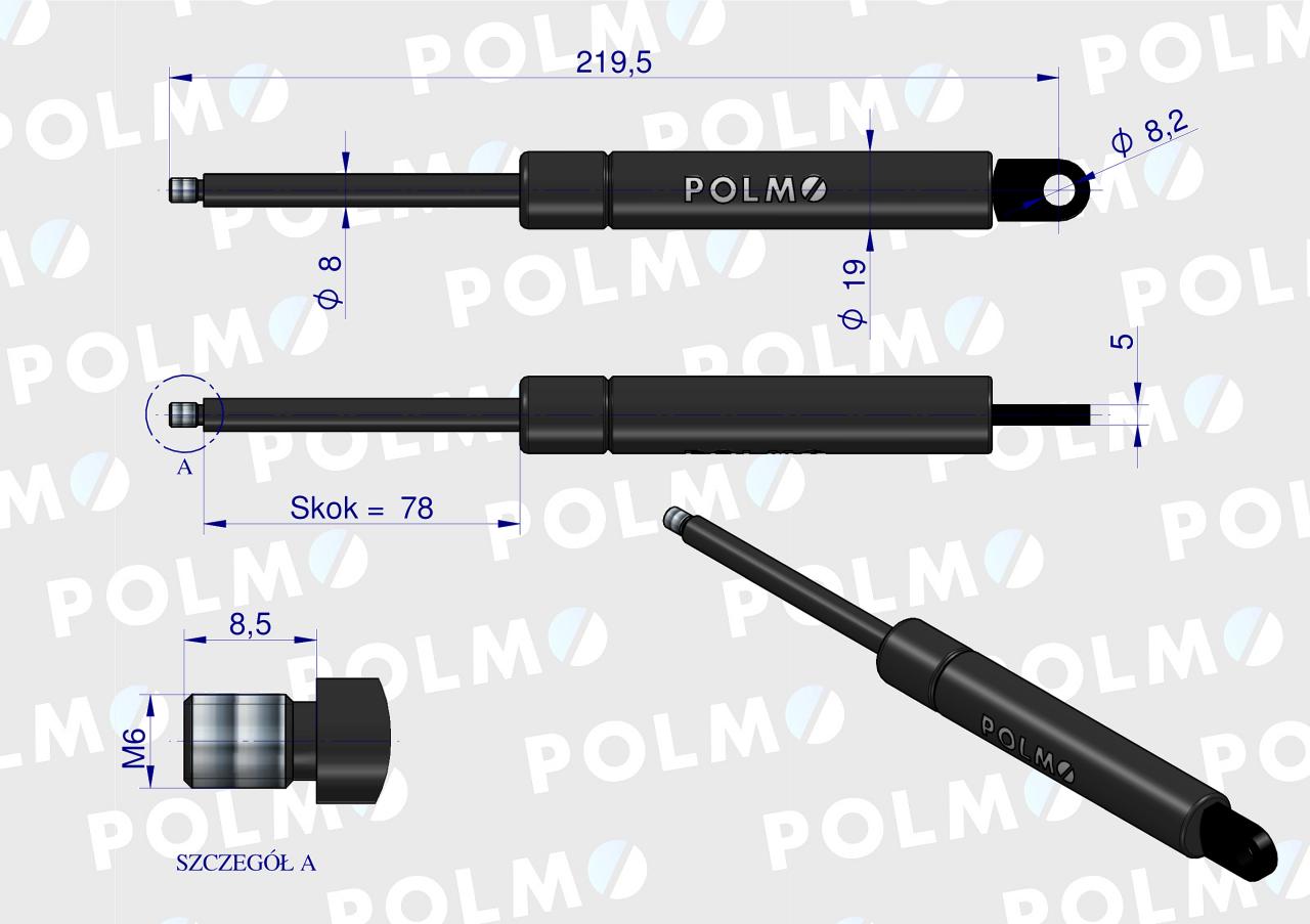 Siłownik dachu 7013263M91 pasuje do Massey Ferguson  POLMO