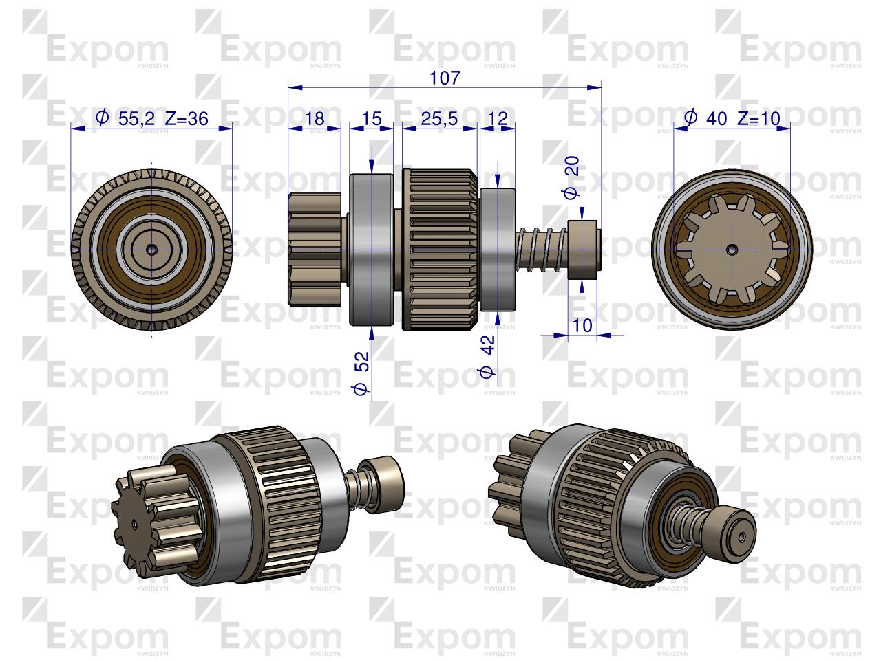 Zespół sprzęgający rozrusznika z reduktorem MF4 MASSEY FERGUSON Blue Line EXPOM KWIDZYN eu