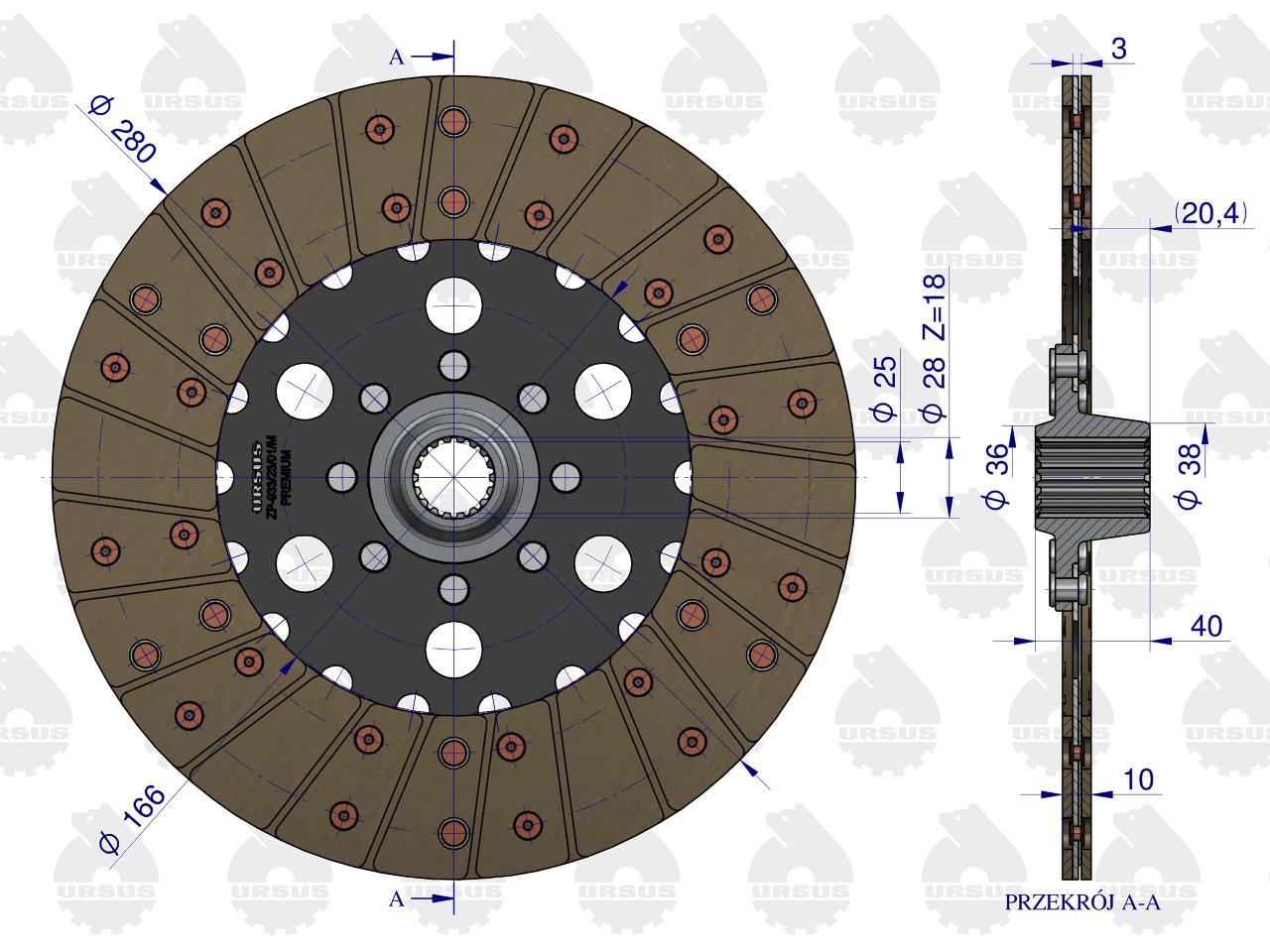 Tarcza sprzęgła I stopnia z amortyzacją Zetor PREMIUM ORYGINAŁ URSUS