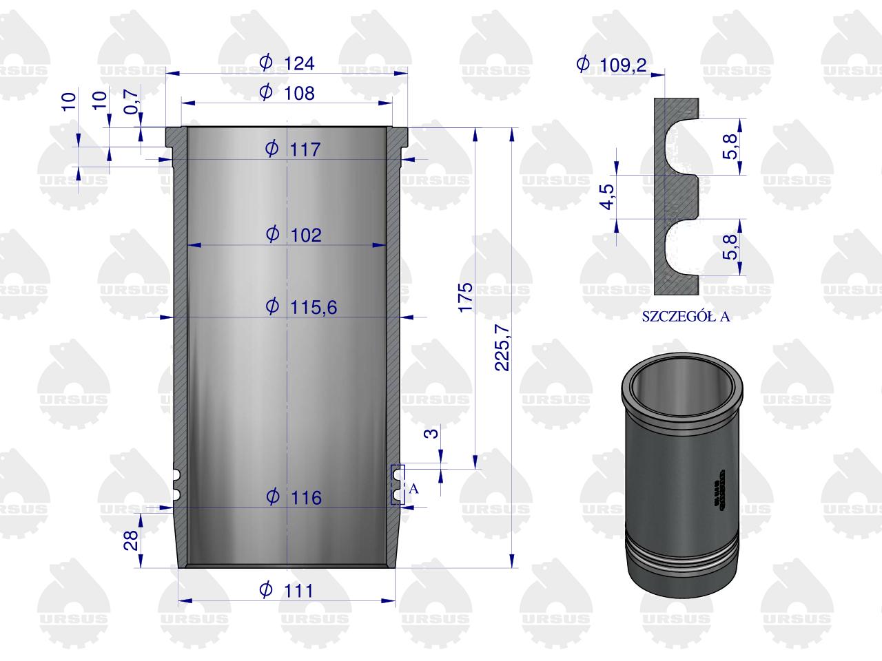 Zestaw naprawczy silnika 102/3 komora 55.7 mm 71010303 ZETOR ORYGINAŁ URSUS