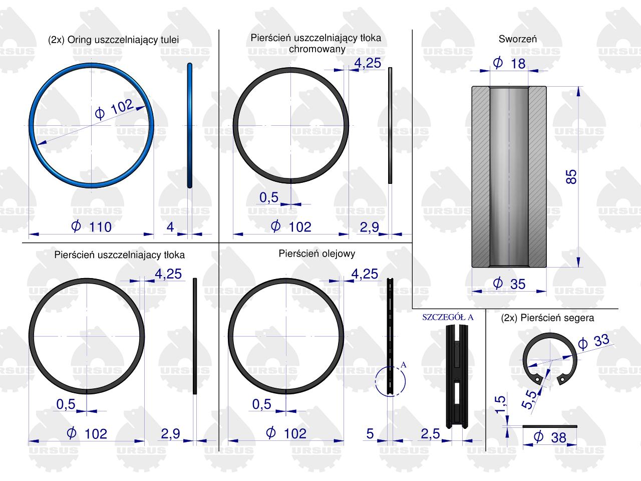 Zestaw naprawczy silnika 102/3 komora 55.7 mm 71010303 ZETOR ORYGINAŁ URSUS