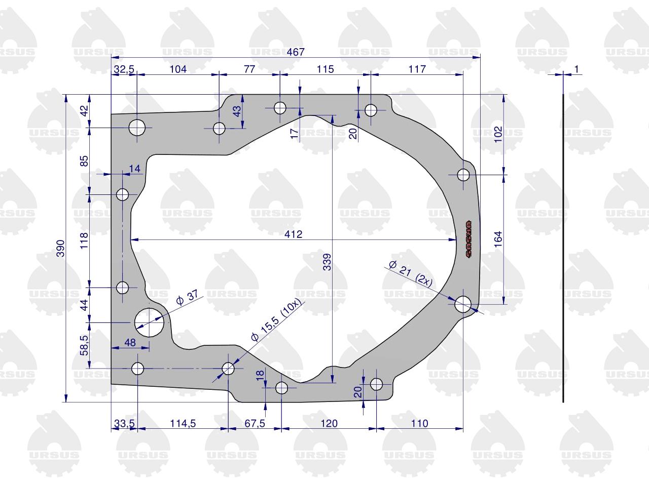 Uszczelka korpusu skrzyni pośredniej przekładniowej krążelit 1mm C-385 ( sprzedawane po 5 ) ORYGINAŁ URSUS