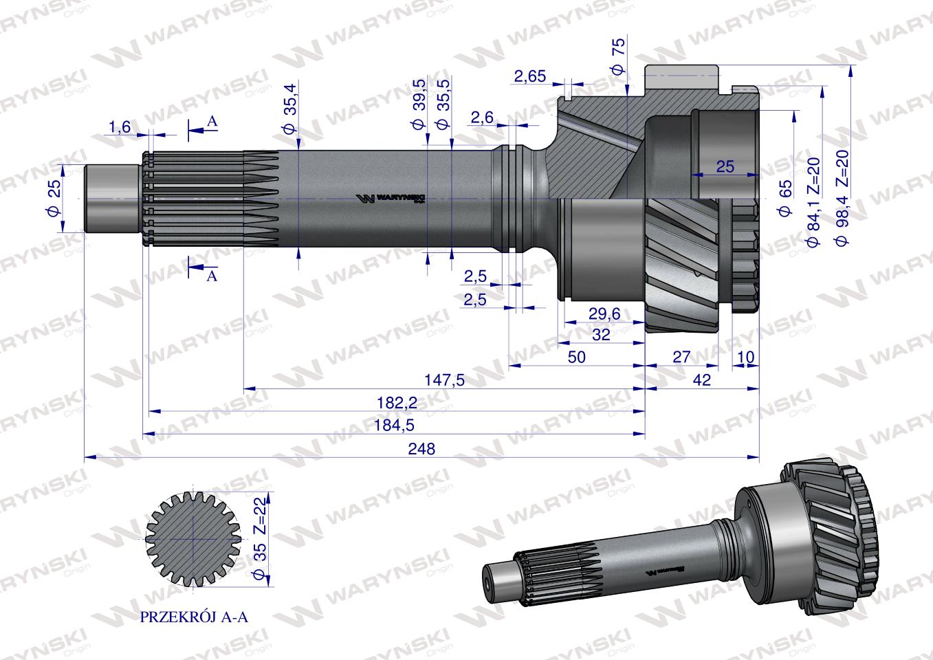 Wałek napędowy 80126114 WARYŃSKI