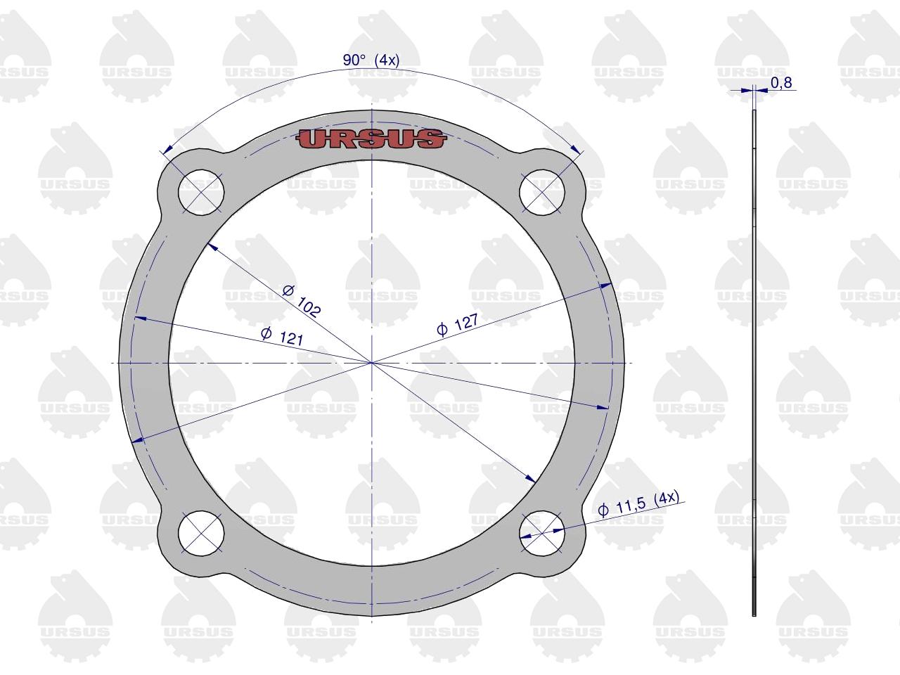 Uszczelka pokrywy łożyska WOM krążelit 0.8mm C-385 ( sprzedawane po 10 ) ORYGINAŁ URSUS