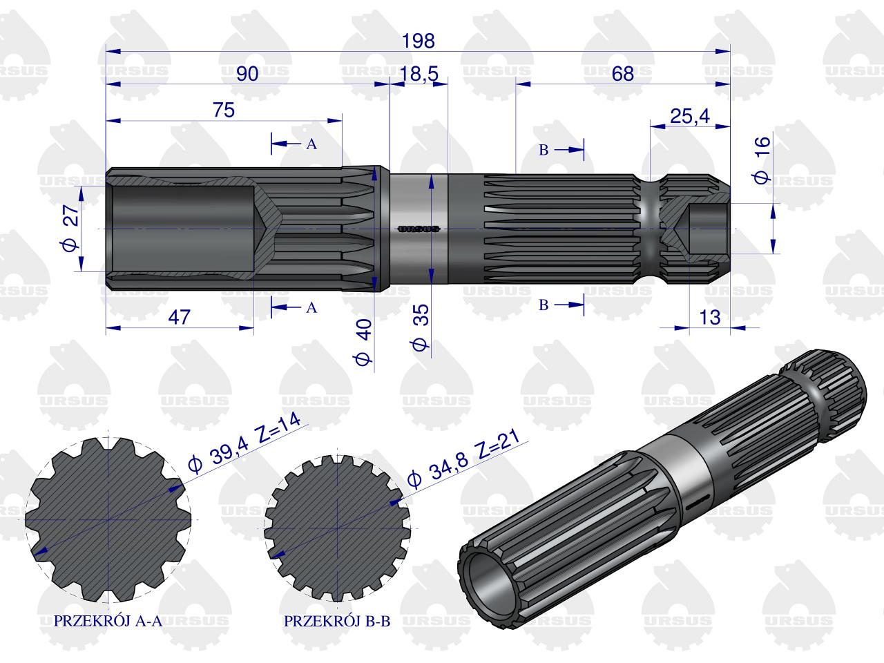 Końcówka WOM 1000 obr. C-385 ORYGINAŁ URSUS