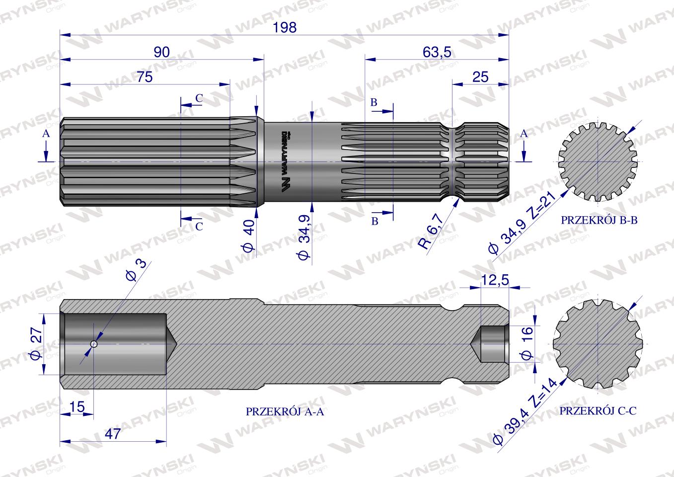 Końcówka WOM 1000 obr/min C-385 Waryński