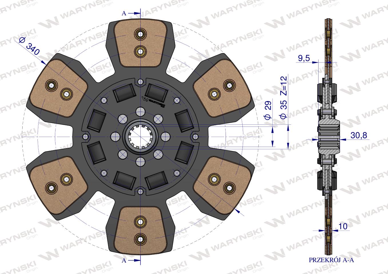 Tarcza sprzęgła ceramiczna Belarus,Mtz Pronar 801601130 WARYŃSKI