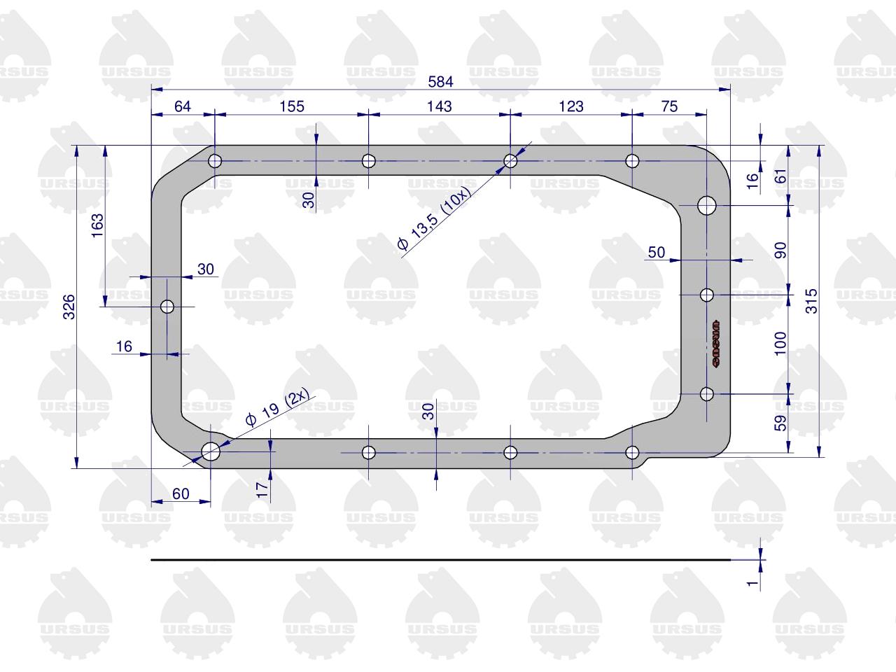 Uszczelka korpusu podnośnika krążelit 1mm C-385 ( sprzedawane po 5 ) ORYGINAŁ URSUS