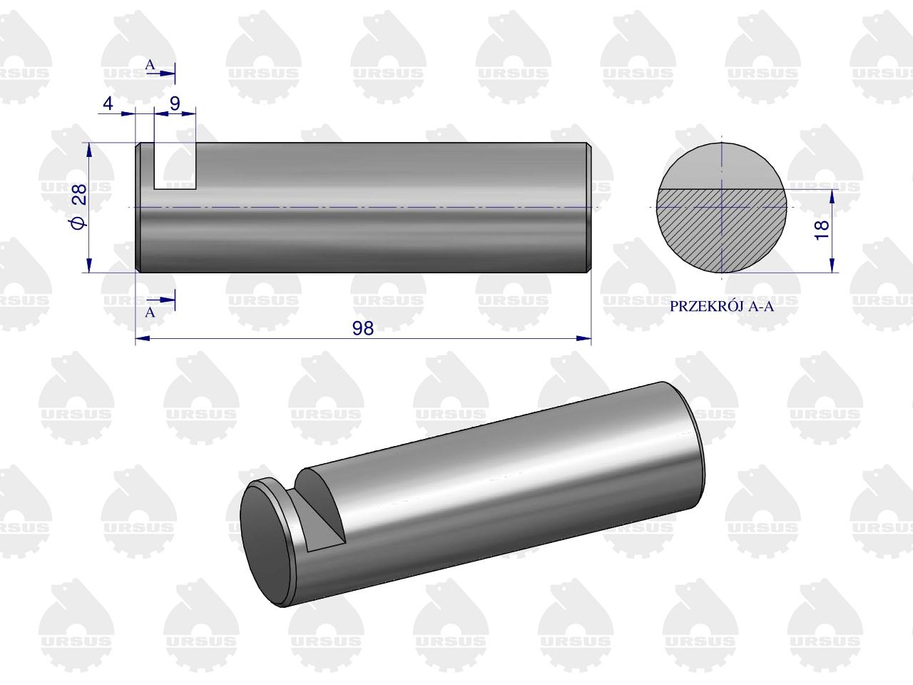 Sworzeń widełek C-385 ORYGINAŁ URSUS