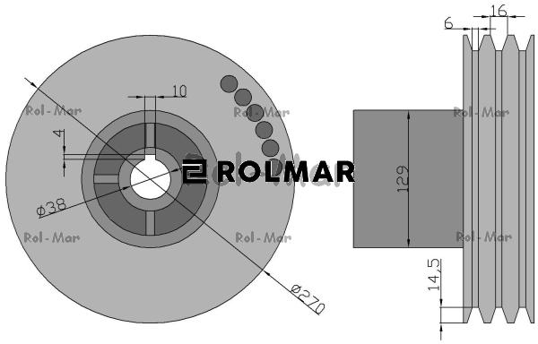 Koło pasowe duże fi 38 śrutownik Bąk