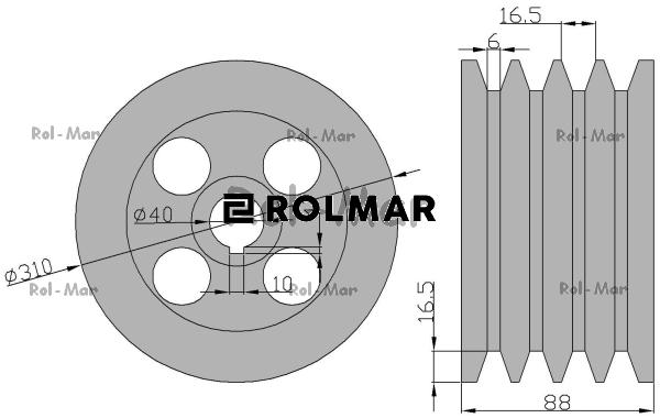 Koło pasowe duże fi 40 śrutownik Bijakowy