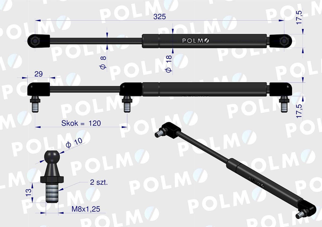 Siłownik podnoszenia maski New Holland 82019392 POLMO