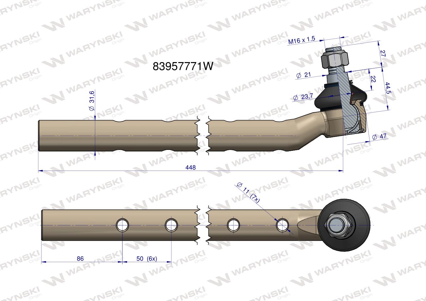 Przegub kierowniczy 1.1/4" 83957771 WARYŃSKI