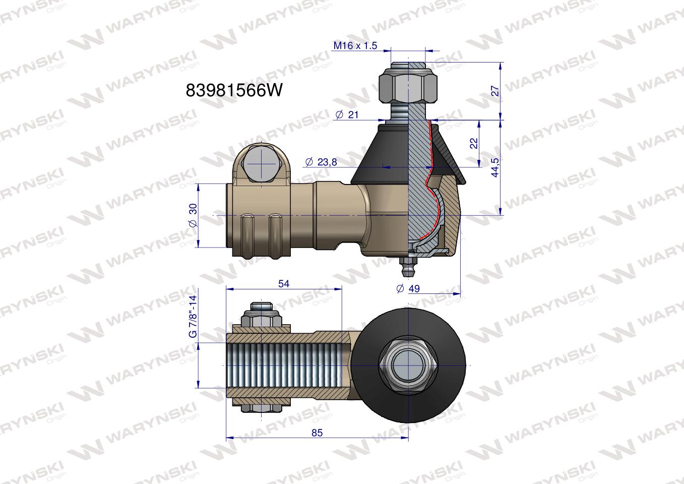 Przegub kierowniczy 7/8" 83981566 WARYŃSKI
