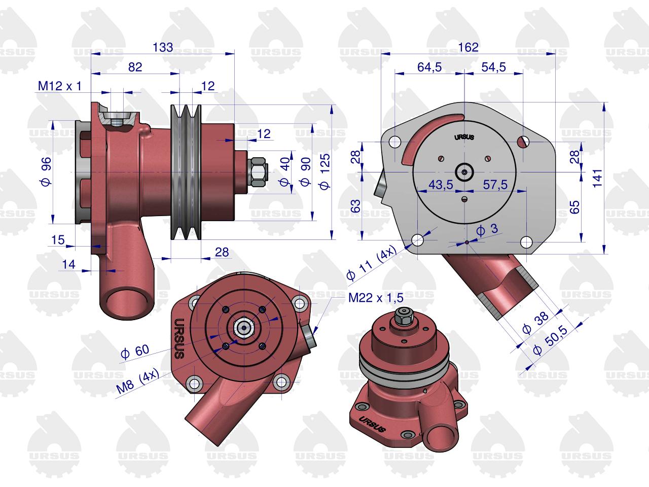 Pompa wody Niska II paski C-385 ORYGINAŁ URSUS