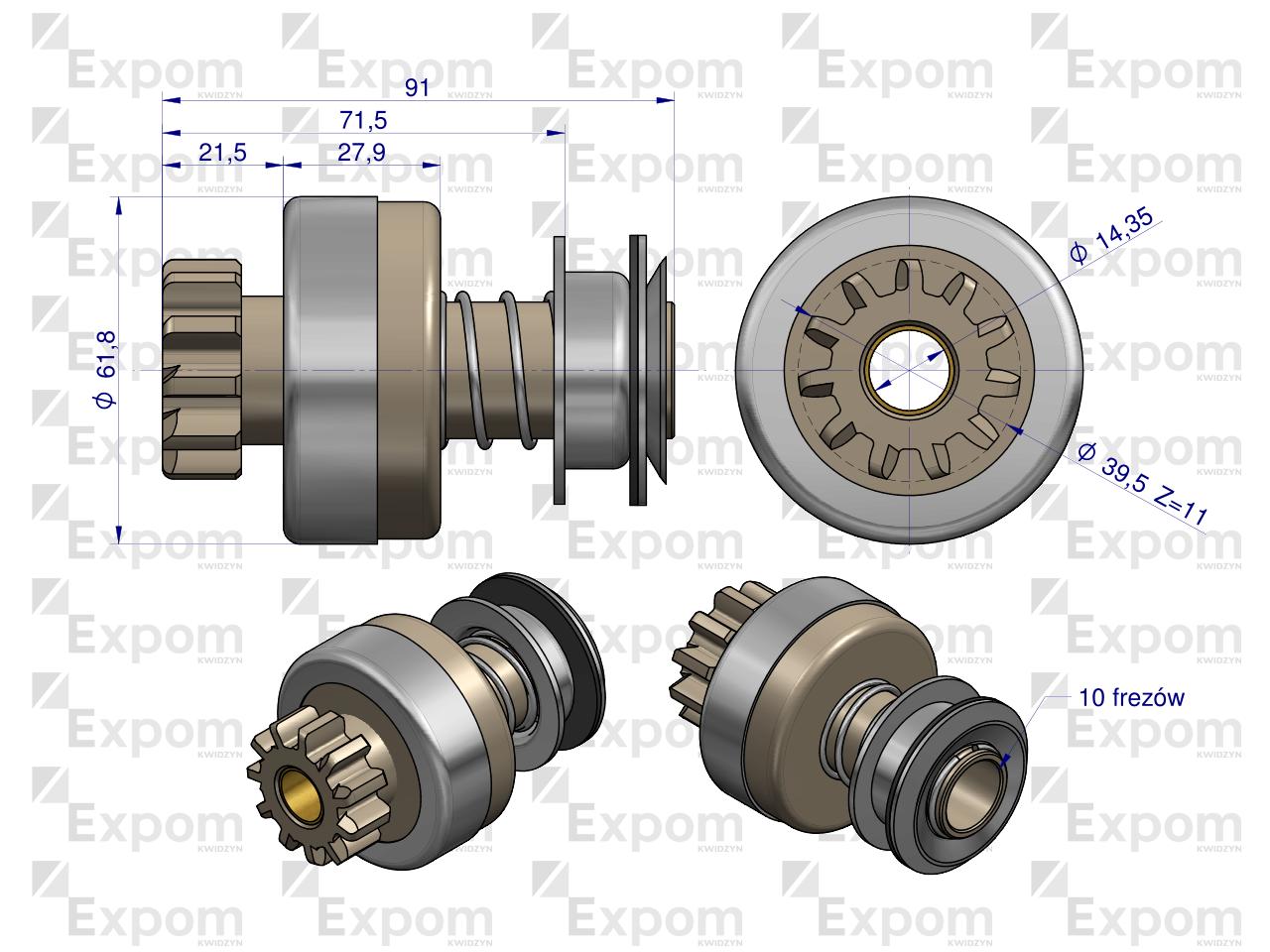 Zespół sprzęgający rozrusznika R-10A 851.700.0EX EXPOM KWIDZYN eu 