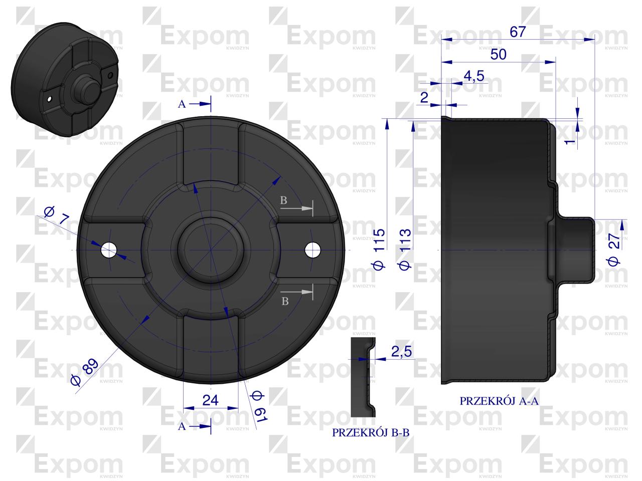 Pokrywa tylna rozrusznika R-11 R-10 EXPOM KWIDZYN