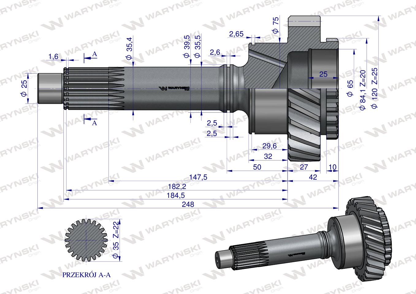 Wałek napędowy 87123002 WARYŃSKI
