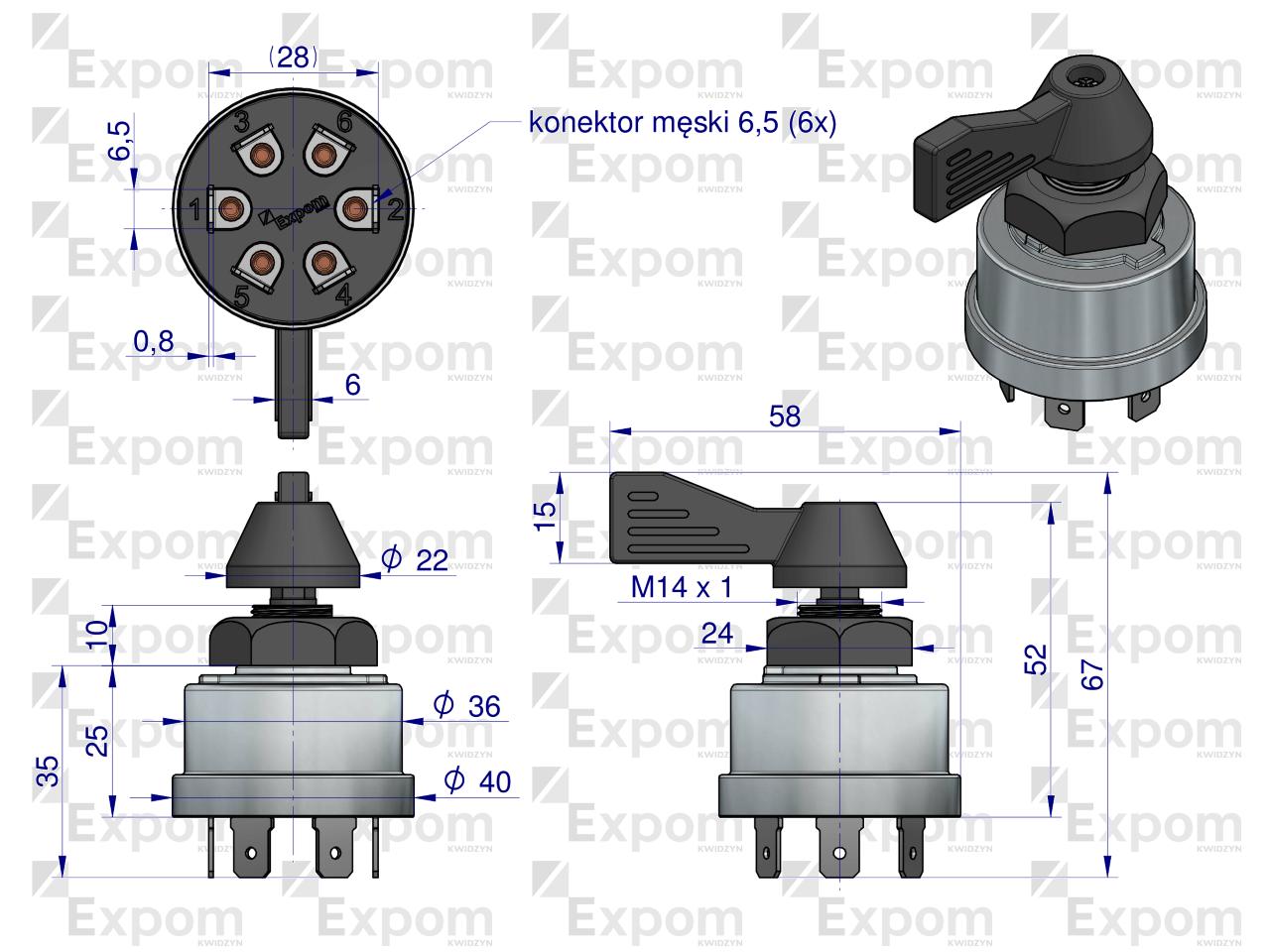 Przełącznik, włącznik kierunkowskazów MF EXPOM KWIDZYN eu