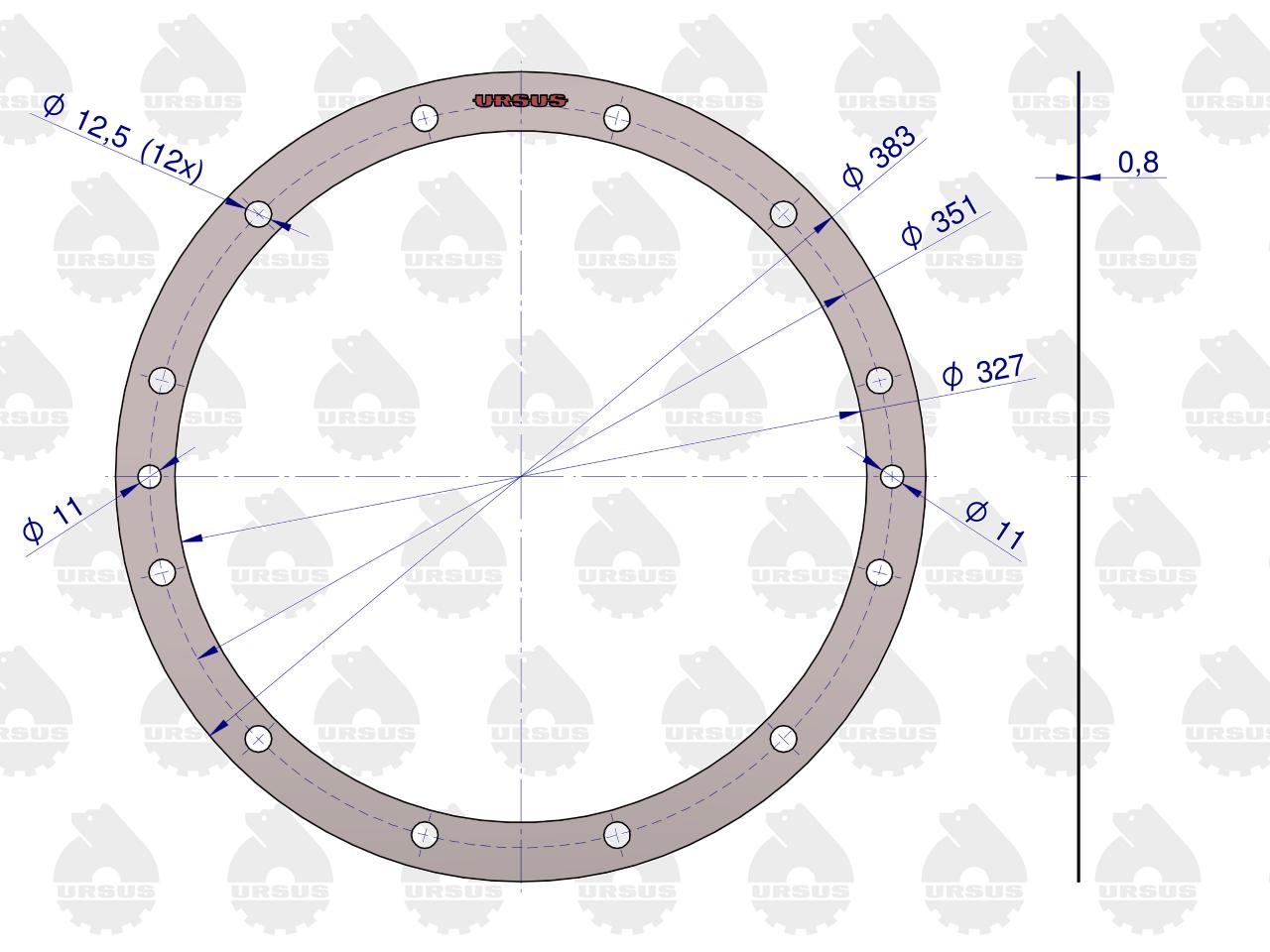 Uszczelka koła koronowego zwolnicy przedniej krążelit 0.8mm C-385 ( sprzedawane po 5 ) ORYGINAŁ URSUS