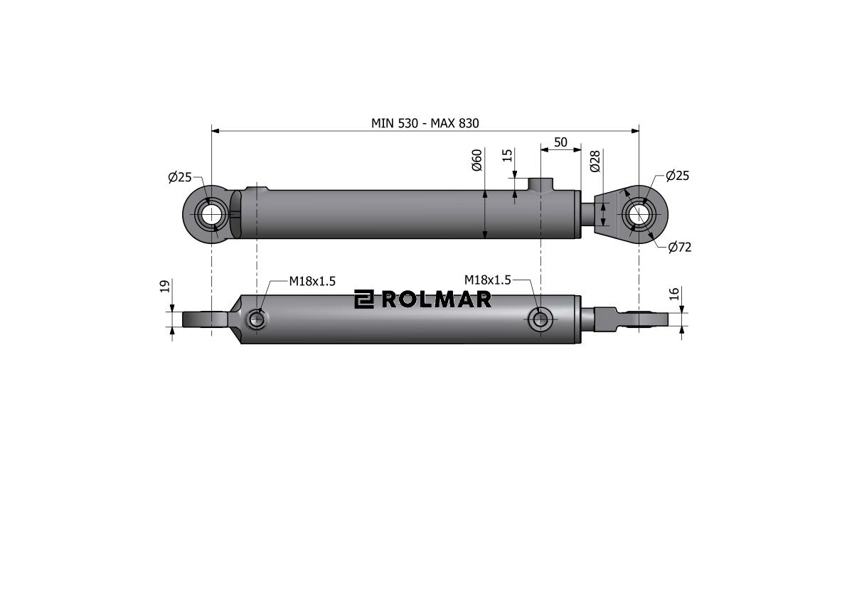 Cylinder hydrauliczny, siłownik wspomagania układu kierowniczego SMT2CJ.50.28.300 C-385 6-cyl. Kraj