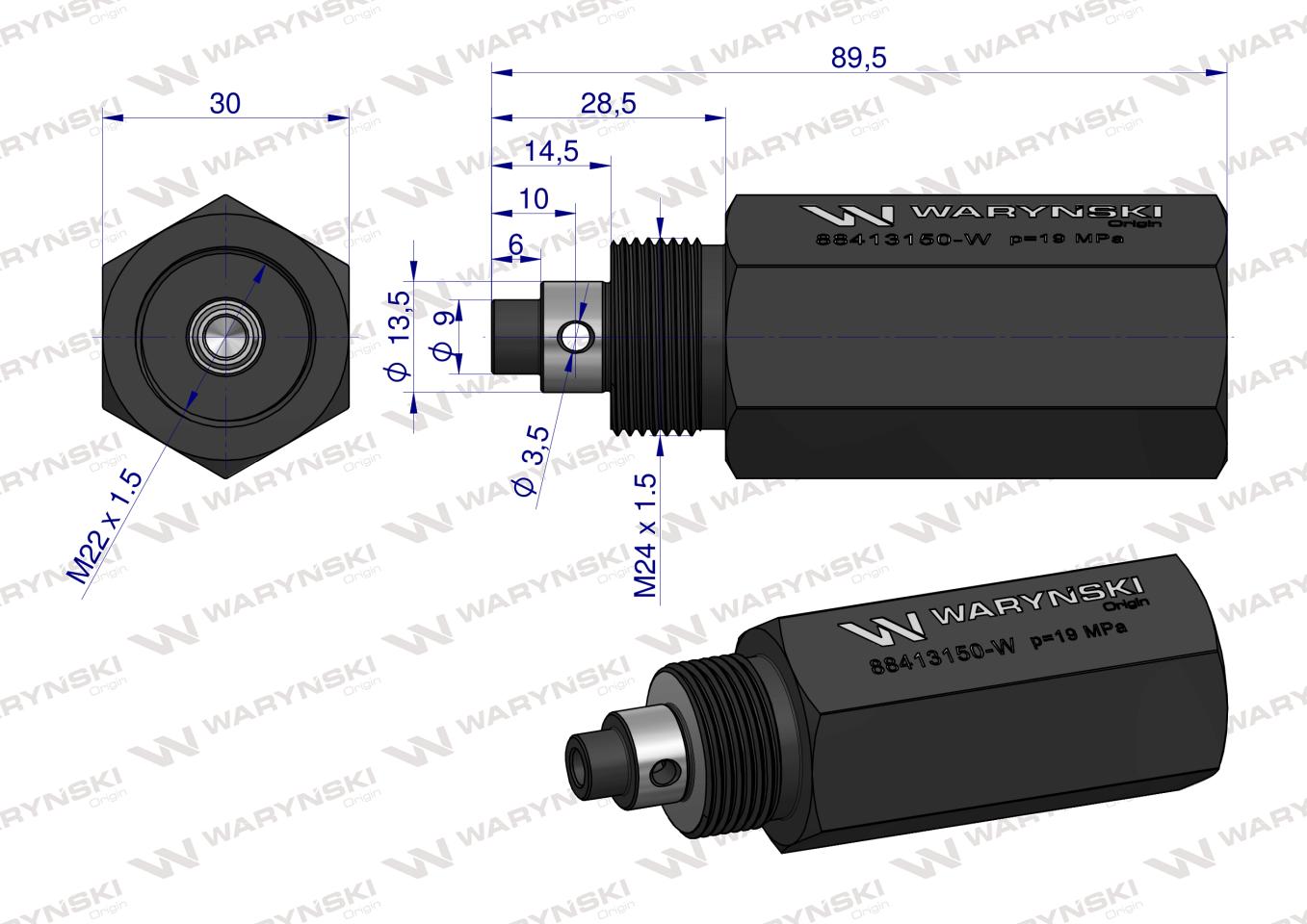 Zawór bezpieczeństwa cylindra hydraulicznego do C-385 WARYŃSKI