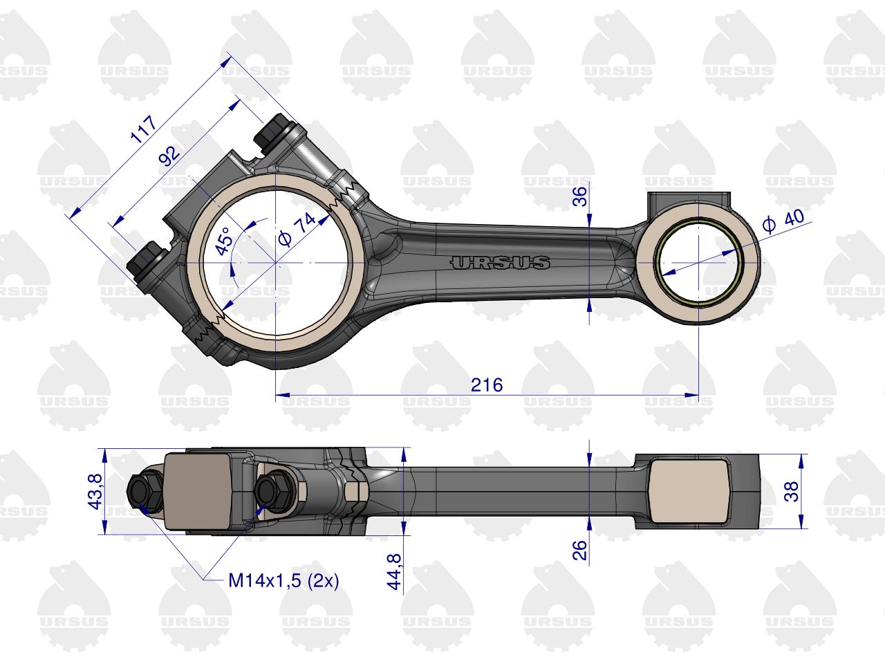 Korbowód C-385 ORYGINAŁ URSUS