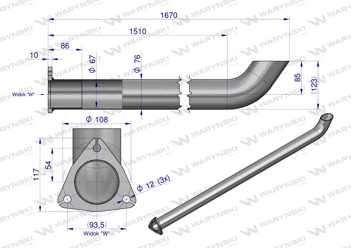 Rura C-385 TURBO ( gięta ) INOX WARYŃSKI
