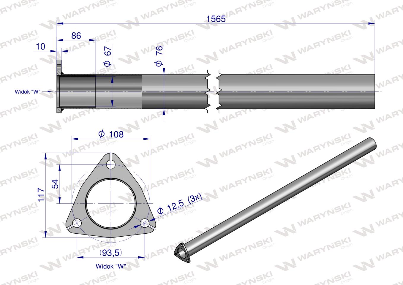 Rura C-385 TURBO ( prosta ) INOX WARYŃSKI