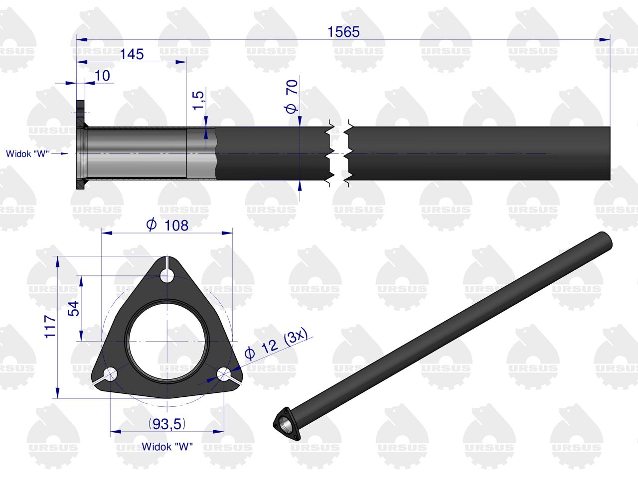 Rura Tłumika C-385 Turbo prosta  ORYGINAŁ URSUS