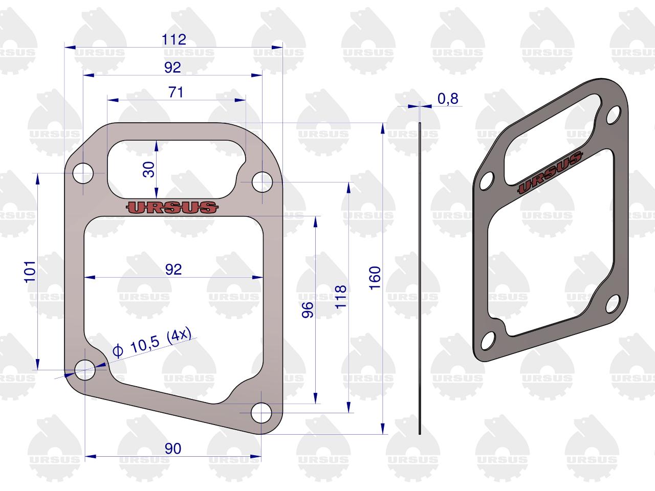 Uszczelka korpusu pompy wody krążelit 0.8mm C-385 ( sprzedawane po 10 ) ORYGINAŁ URSUS