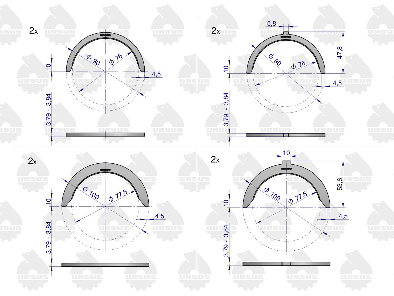 Komplet półpierścieni N-0.90 (III szlif) 46401112 C-360 ORYGINAŁ URSUS